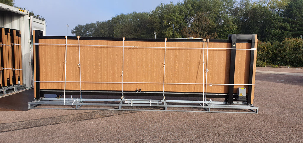New 20ft PD20MS Electric Cantilever Gate with TEAK Composite Finish