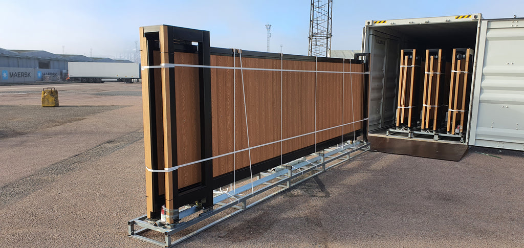 New 20ft PD20MS Electric Cantilever Gate with TEAK Composite Finish