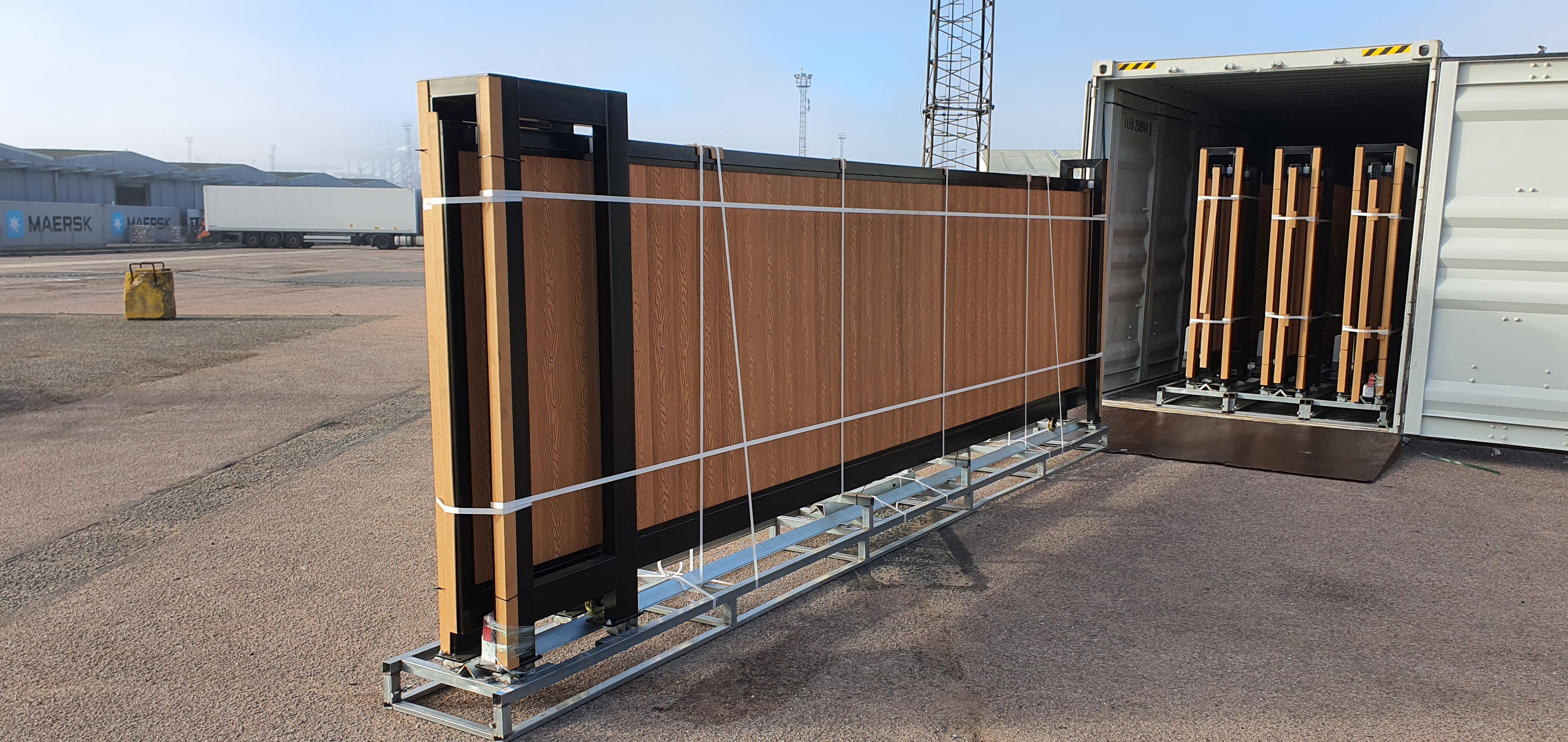 New 20ft PD20MS Electric Cantilever Gate with TEAK Composite Finish