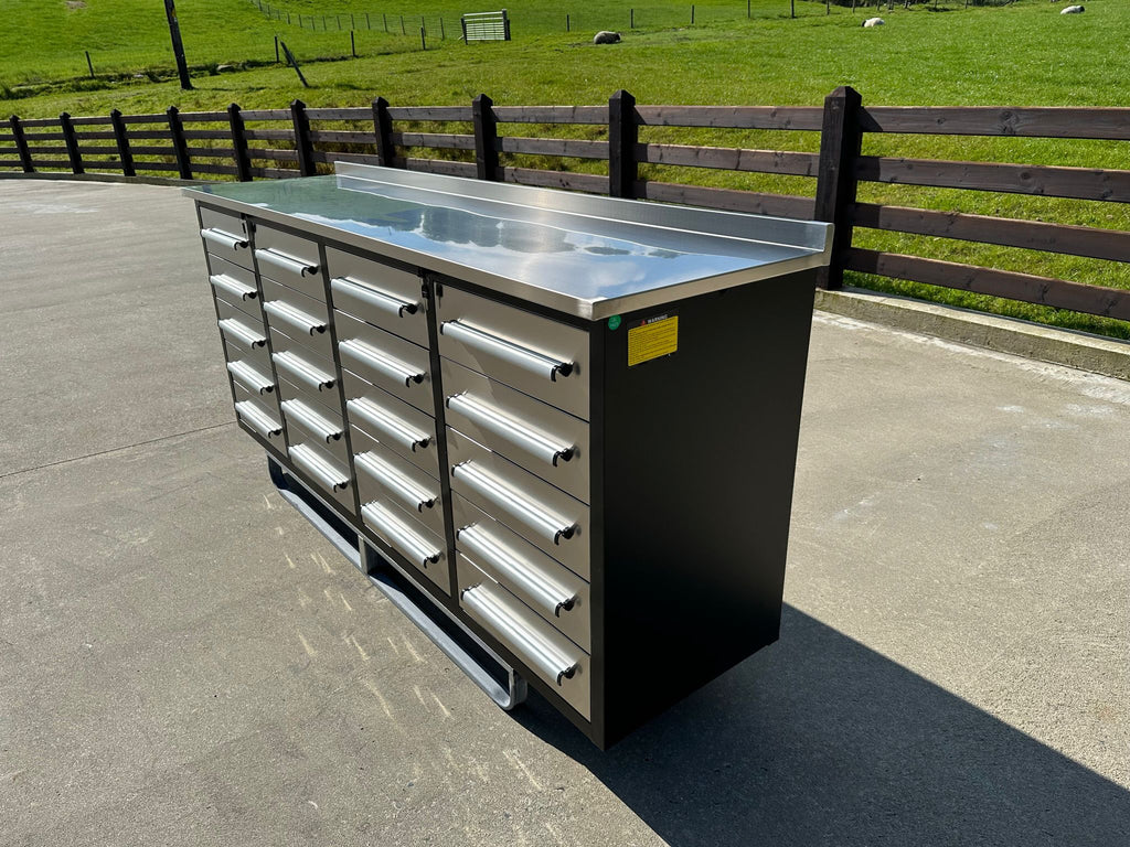 New 7ft Stainless Steel Workbench with 20 Drawers