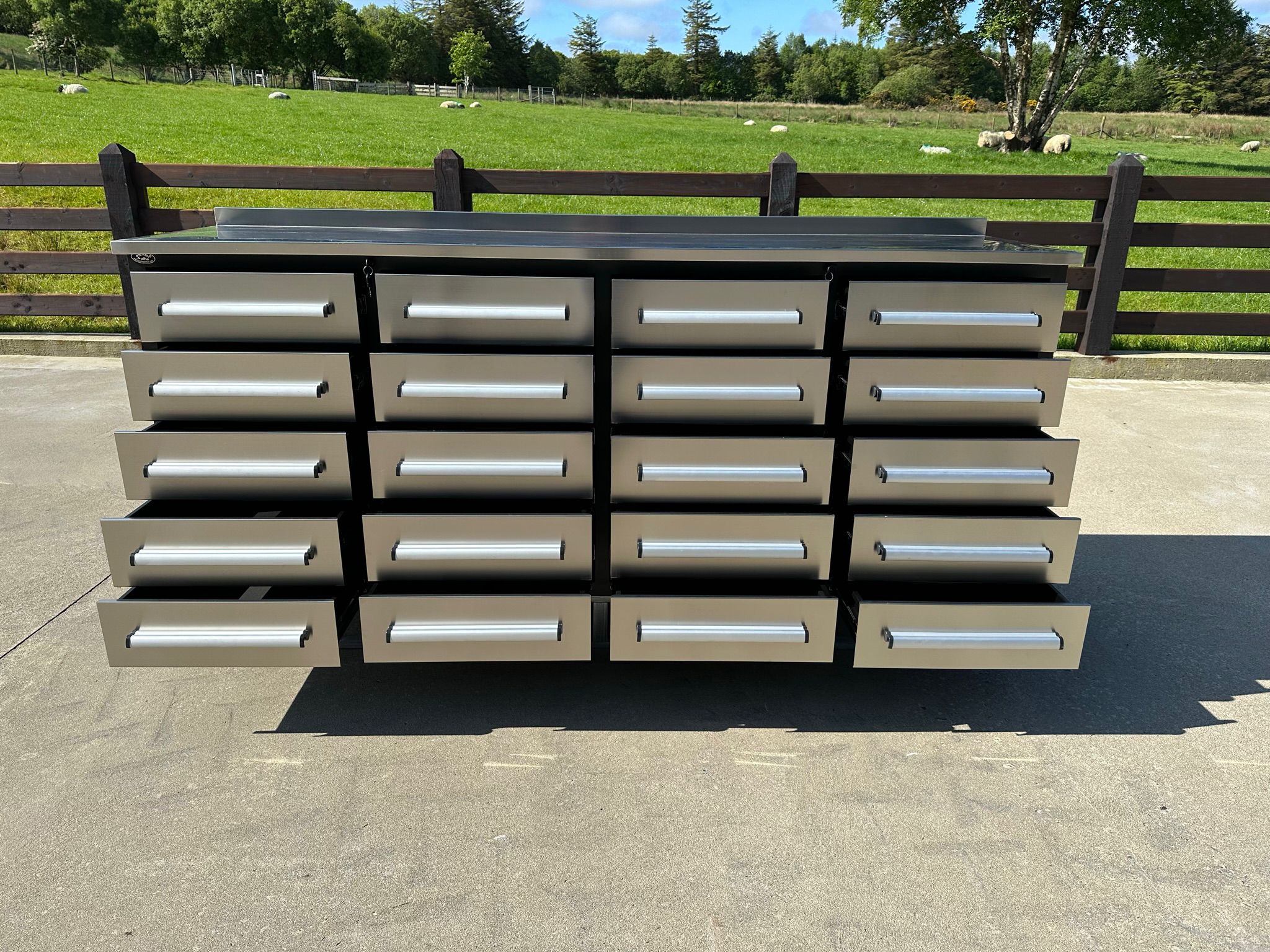New 7ft Stainless Steel Workbench with 20 Drawers