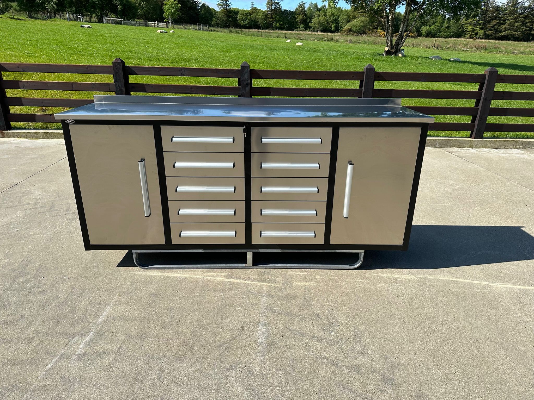 New Stainless Steel 7ft Workbench with 10 Drawers & 2 Cabinets