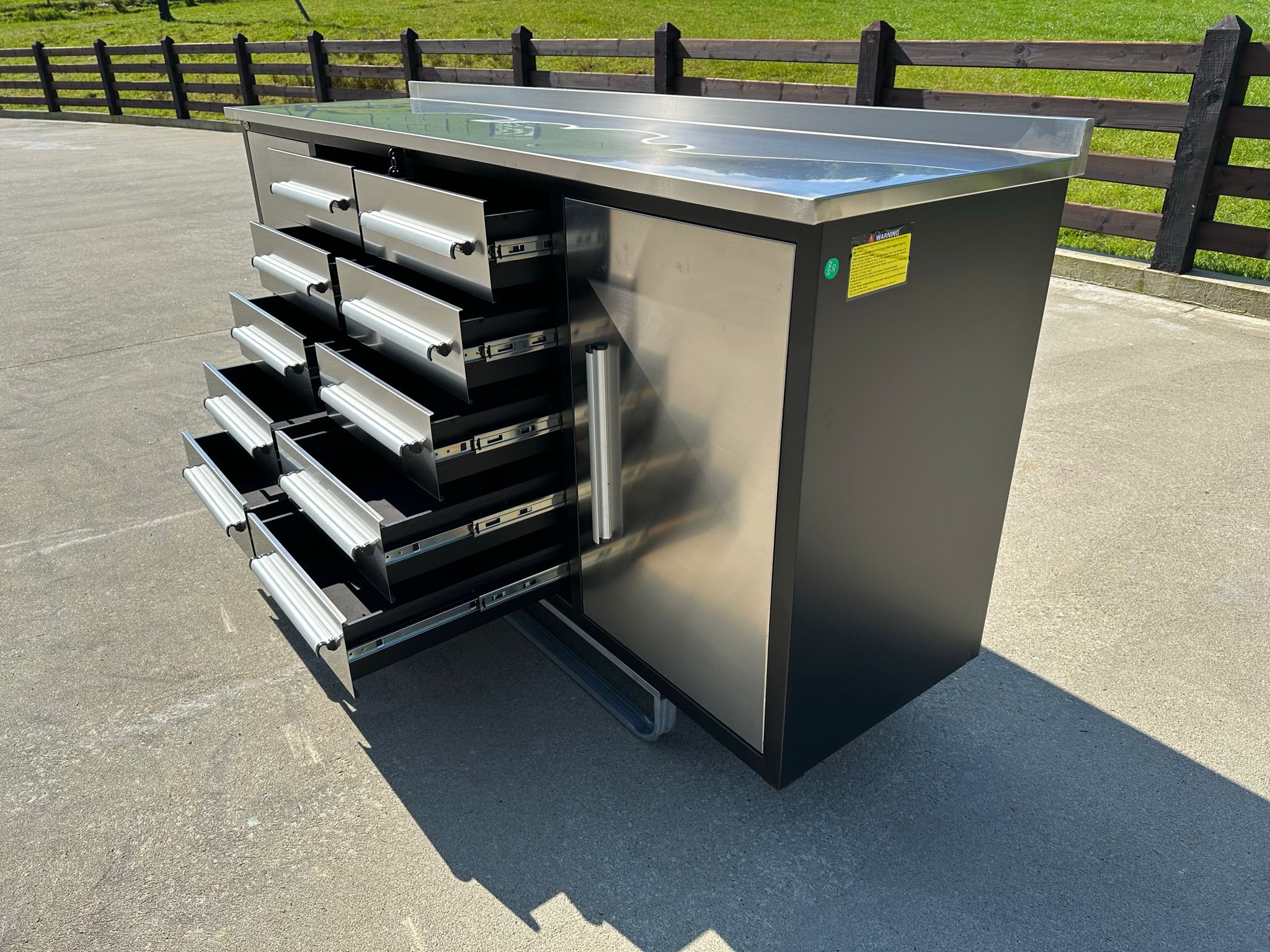 New Stainless Steel 7ft Workbench with 10 Drawers & 2 Cabinets