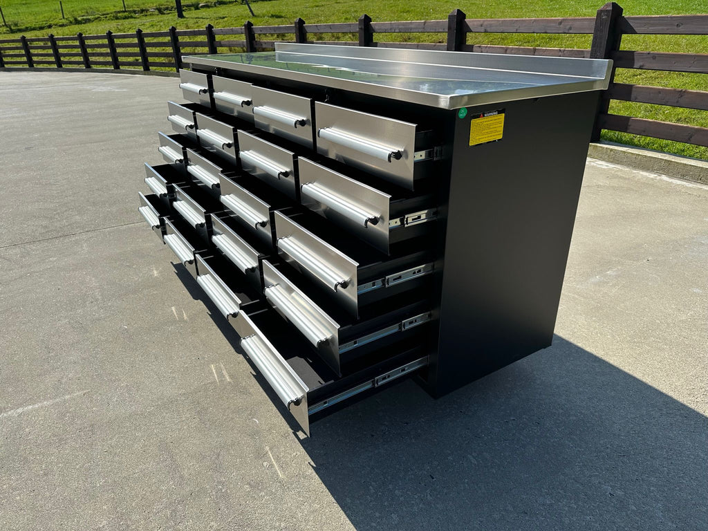 New 7ft Stainless Steel Workbench with 20 Drawers