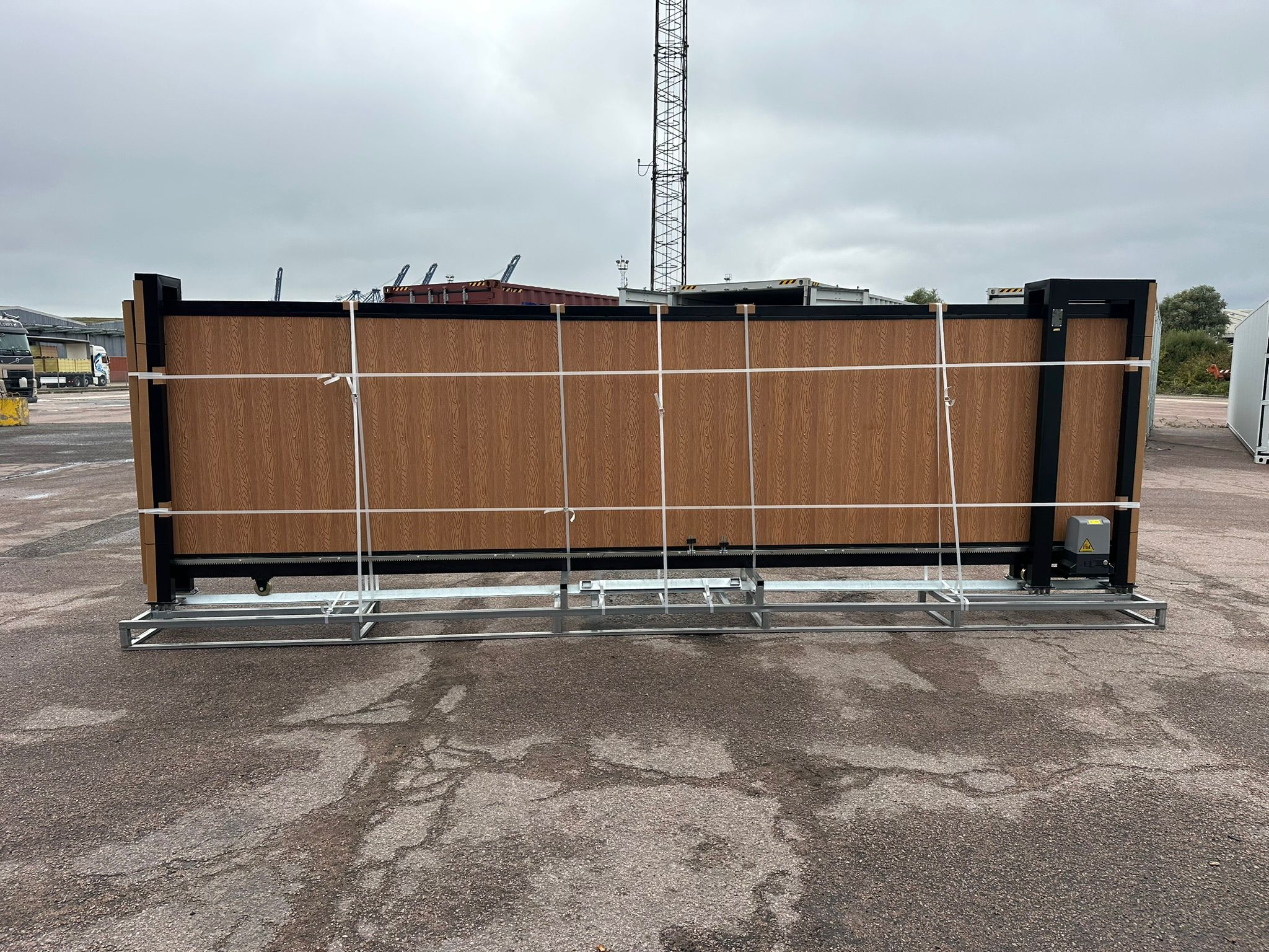 New 20ft PD20MS Electric Cantilever Gate with TEAK Composite Finish
