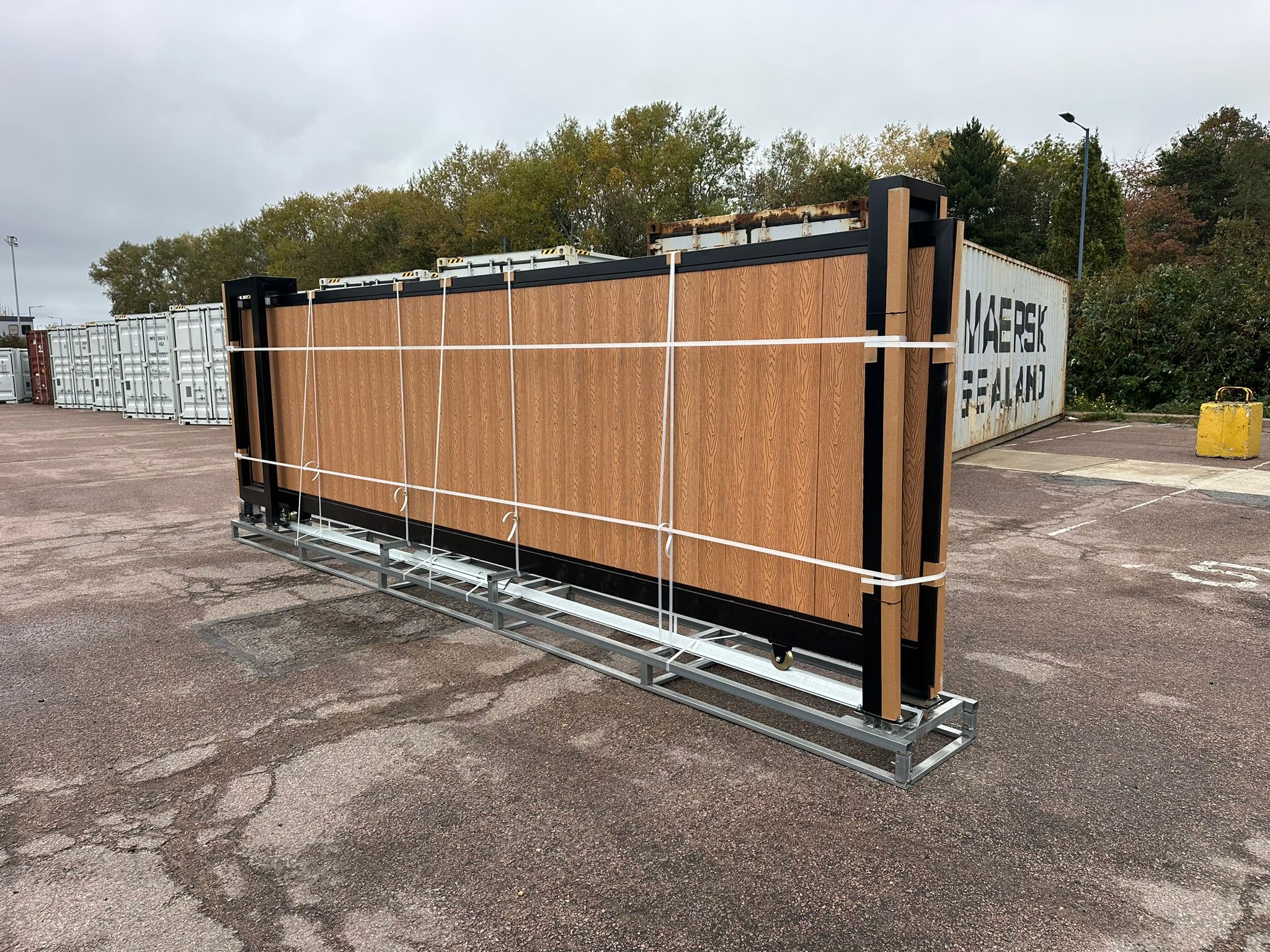 New 20ft PD20MS Electric Cantilever Gate with TEAK Composite Finish
