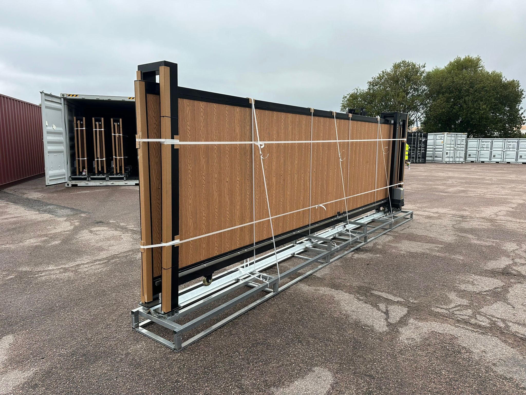 New 20ft PD20MS Electric Cantilever Gate with TEAK Composite Finish