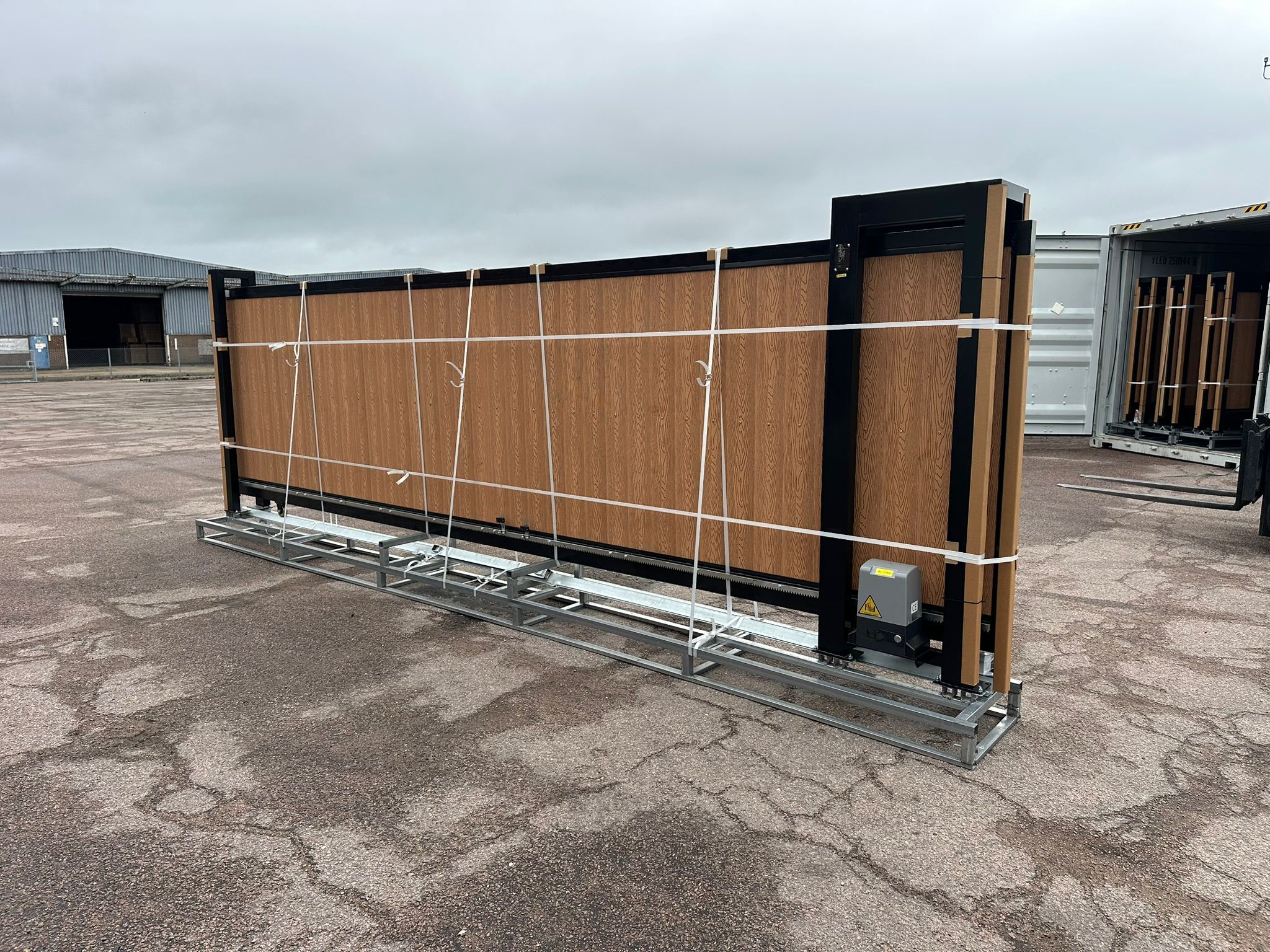 New 20ft PD20MS Electric Cantilever Gate with TEAK Composite Finish
