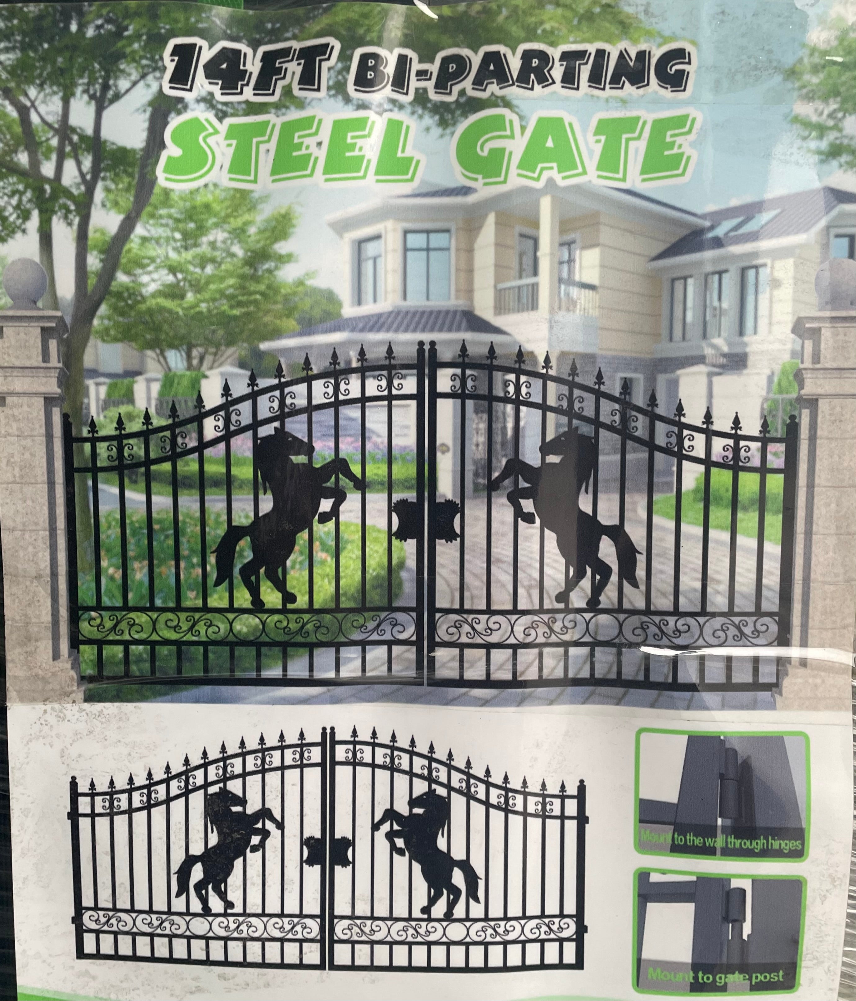 New 14ft Bi-Parting Gates (Horse Design)