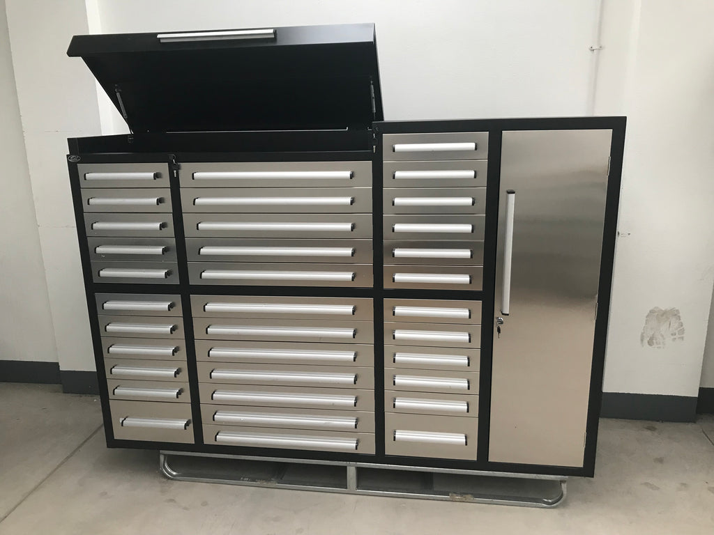 New Stainless Steel 7ft Workbench with 35 Drawers