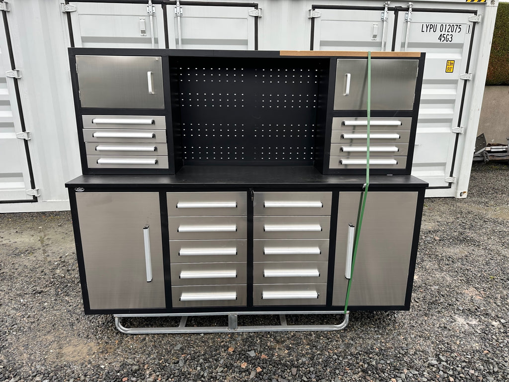 New Stainless Steel 7ft Workbench with 18 Drawers & 4 Cabinets