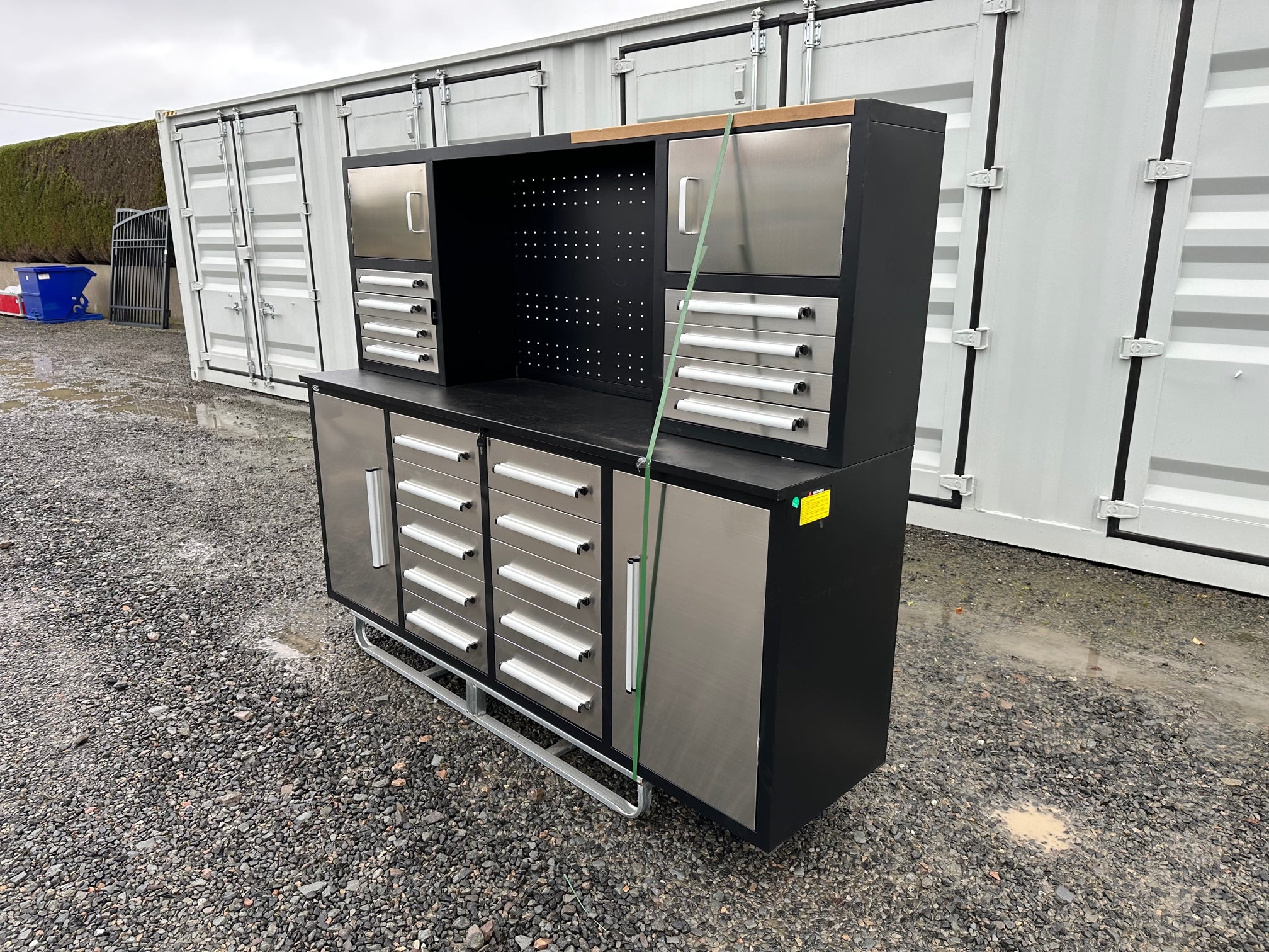 New Stainless Steel 7ft Workbench with 18 Drawers & 4 Cabinets