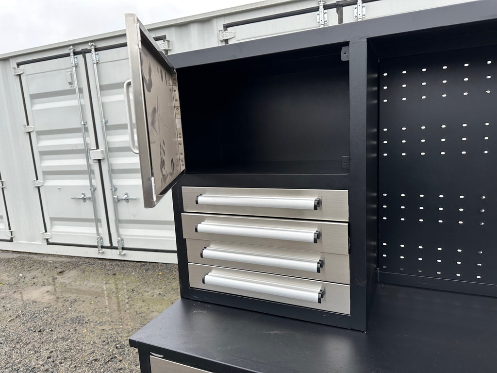 New Stainless Steel 7ft Workbench with 18 Drawers & 4 Cabinets
