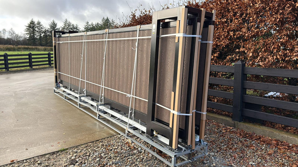 New 20ft PD20MS Electric Cantilever Gate with Coffee Composite Finish