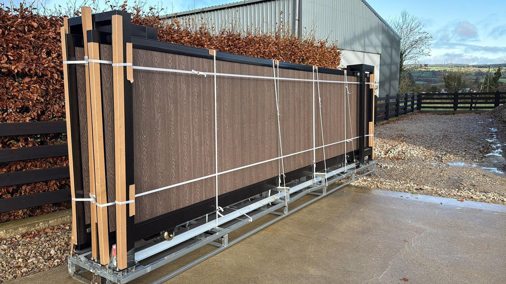New 20ft PD20MS Electric Cantilever Gate with Coffee Composite Finish