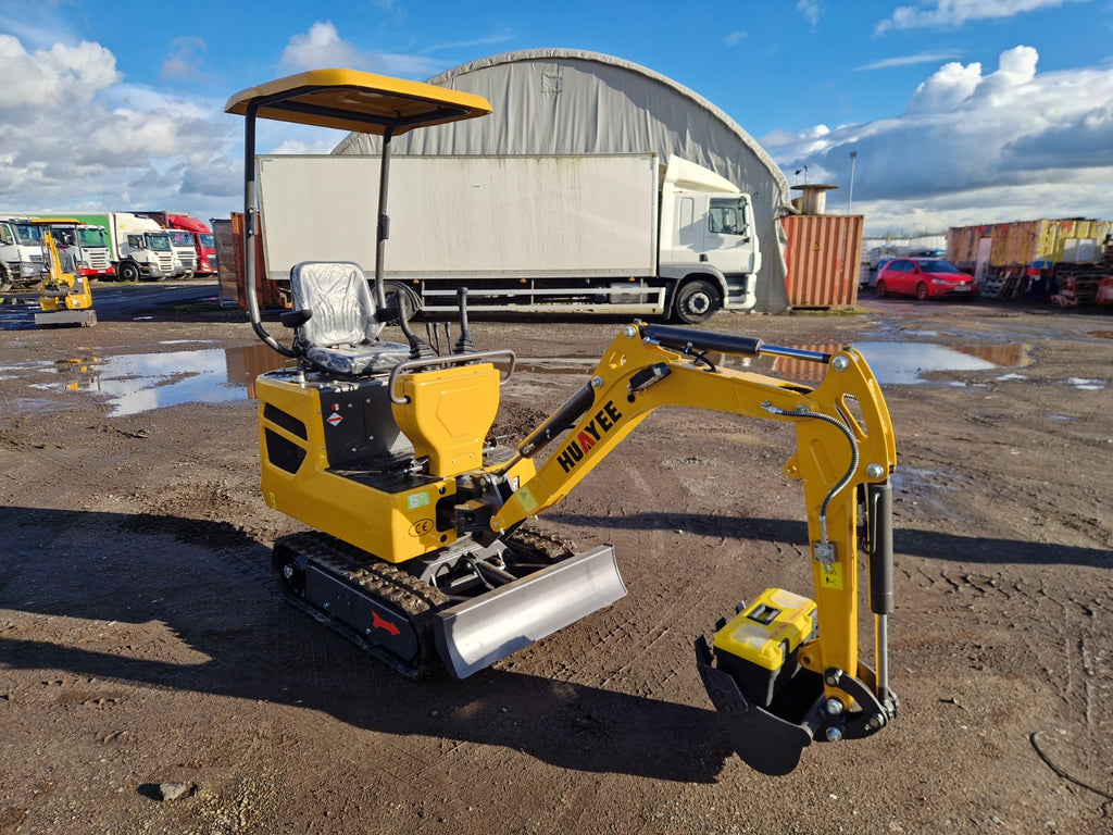 New Huayee HY10 1 Ton Mini Excavator, Rubber Tracks, Blade, Offset, Canopy, Diesel Engine