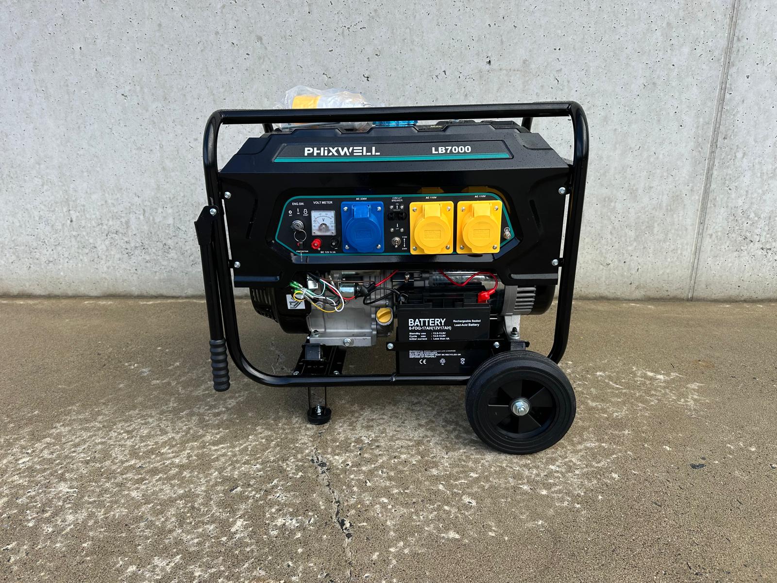 New Phixwell LB7000 Petrol Site Generator, 110V/ 230V, 17HP
