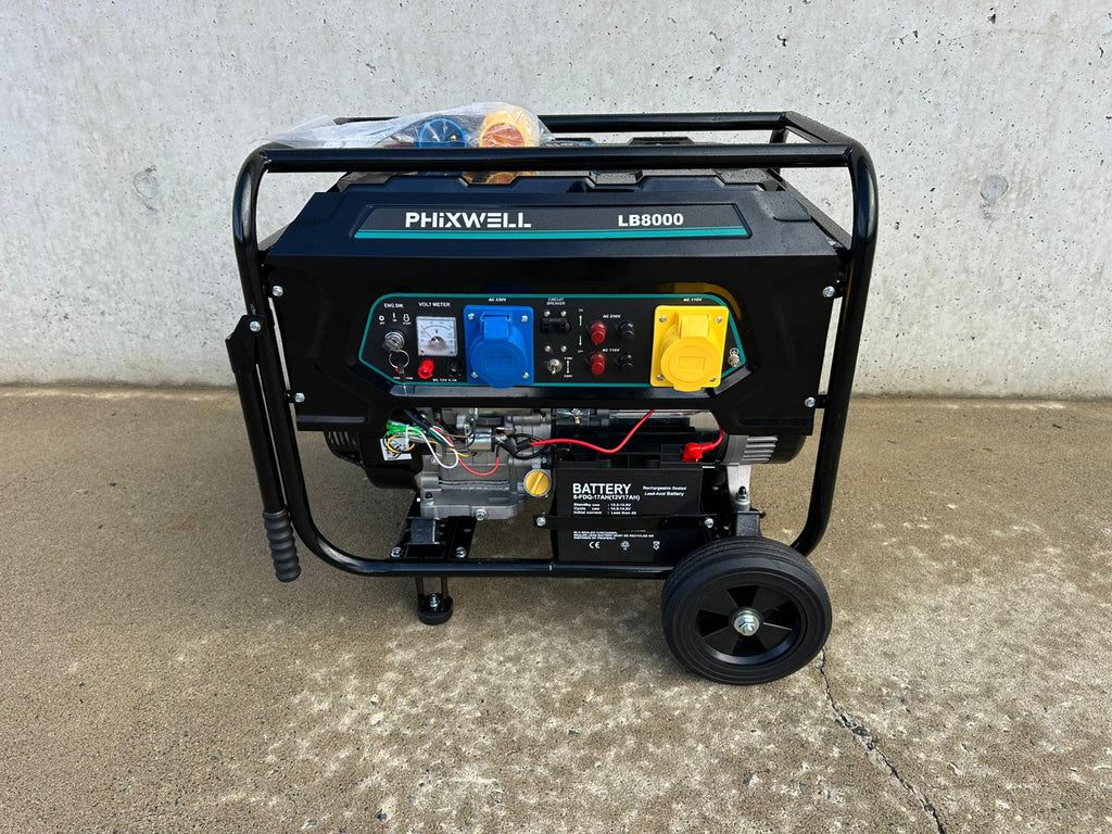 New Phixwell LB8000 Petrol Site Generator, 110V/ 230V, 18HP