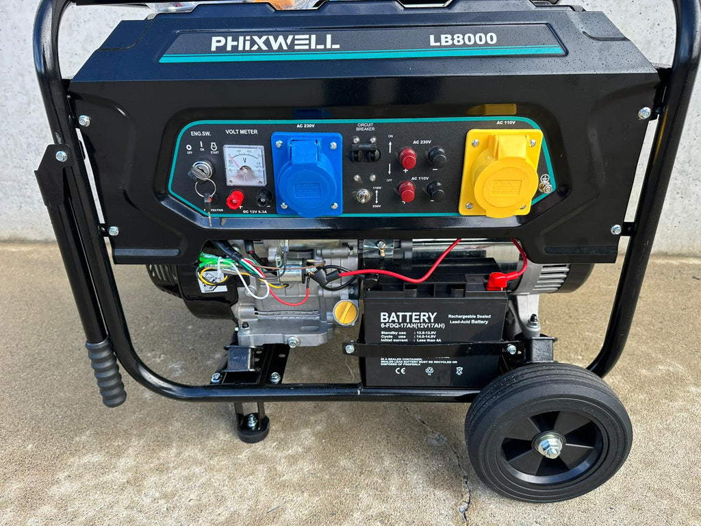 New Phixwell LB8000 Petrol Site Generator, 110V/ 230V, 18HP