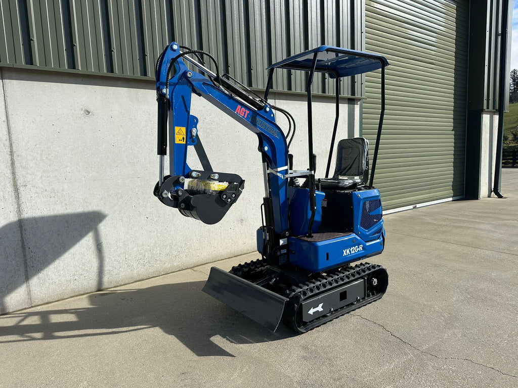 New AGT KX12R 1 Ton Mini Excavator, Rubber Tracks, Blade, Canopy, Petrol Engine