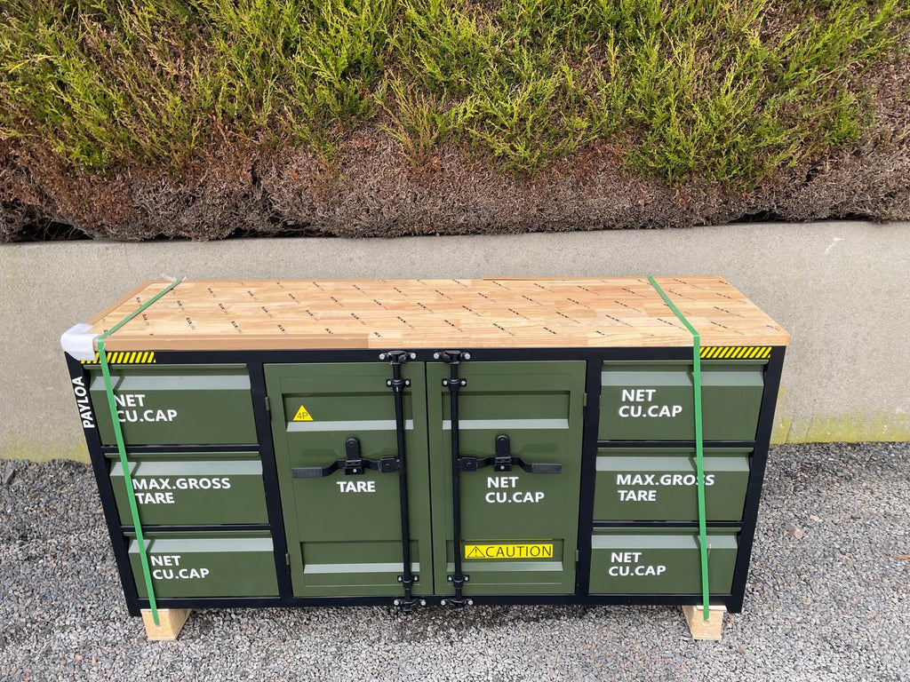 New Industrial Style 6.5ft Workbench with 6 Drawers & 2 Cabinets