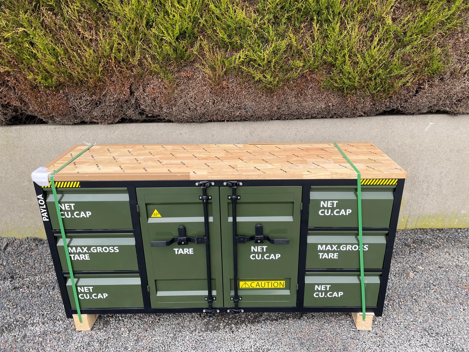 New Industrial Style 6.5ft Workbench with 6 Drawers & 2 Cabinets