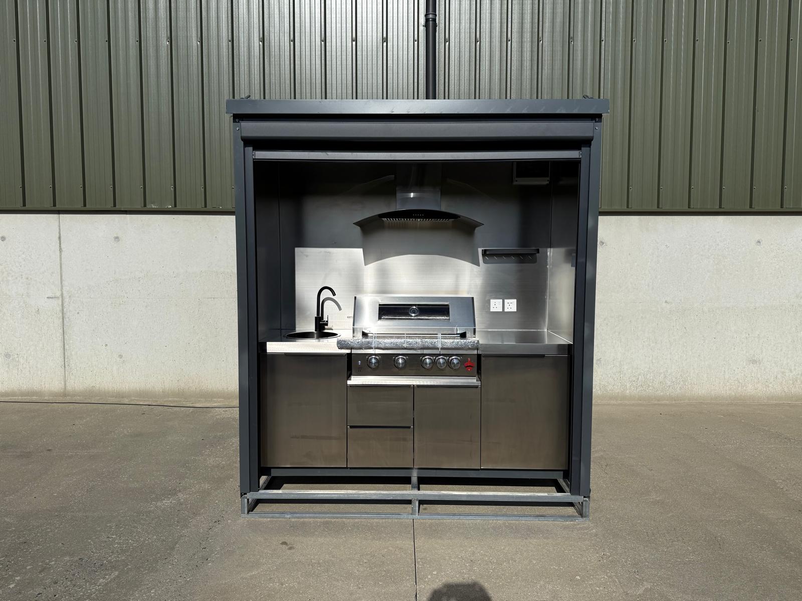 New 7ft Containerised Barbecue House with Electric Roller Shutter Door