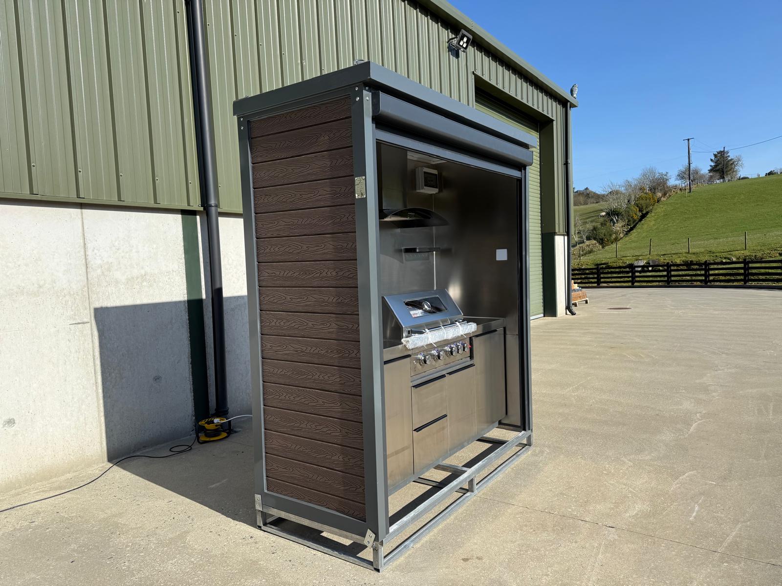 New 7ft Containerised Barbecue House with Electric Roller Shutter Door