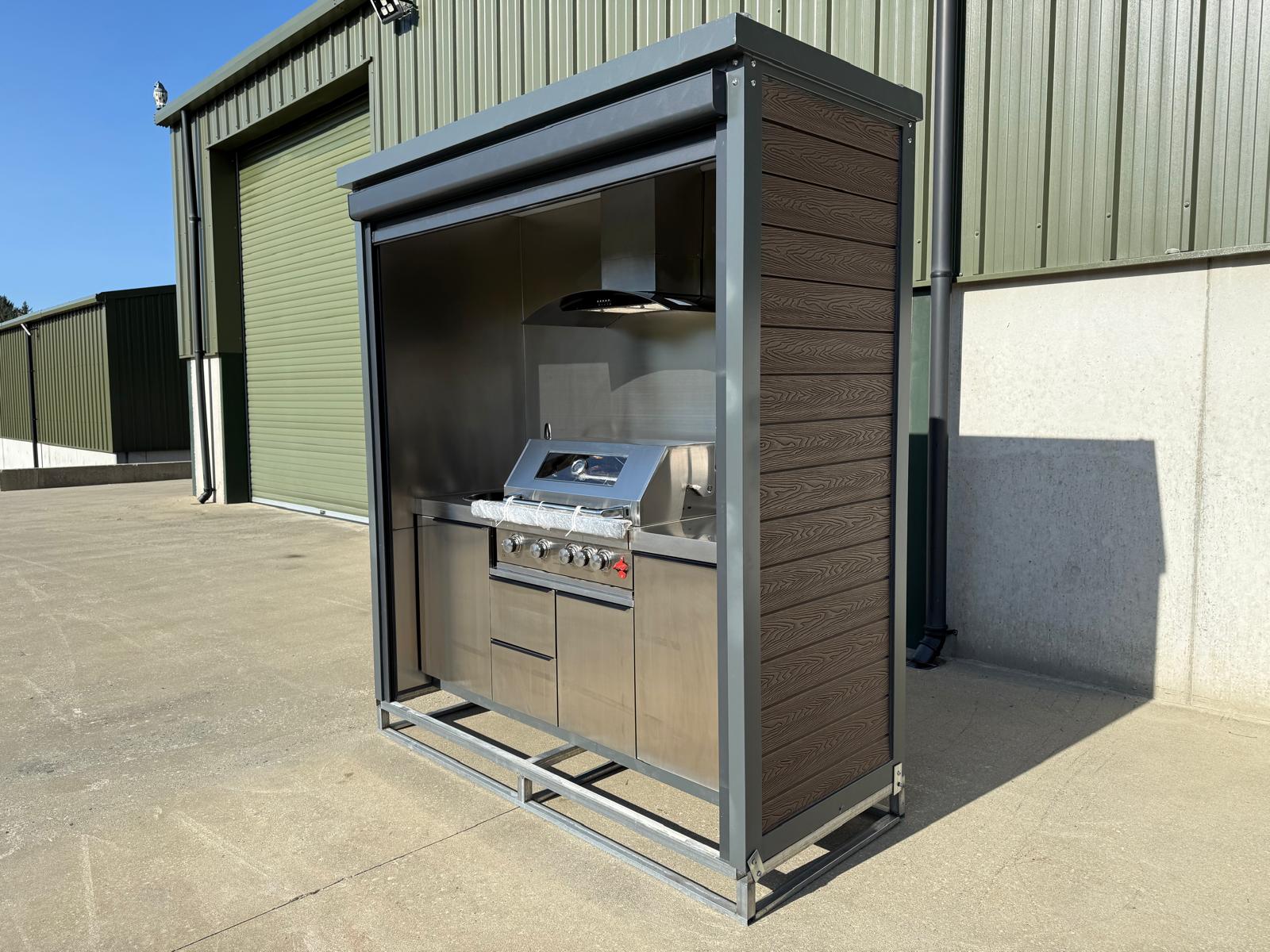 New 7ft Containerised Barbecue House with Electric Roller Shutter Door