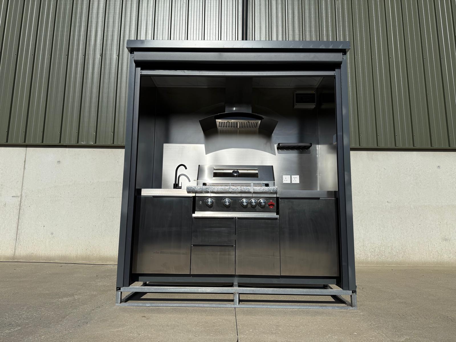 New 7ft Containerised Barbecue House with Electric Roller Shutter Door
