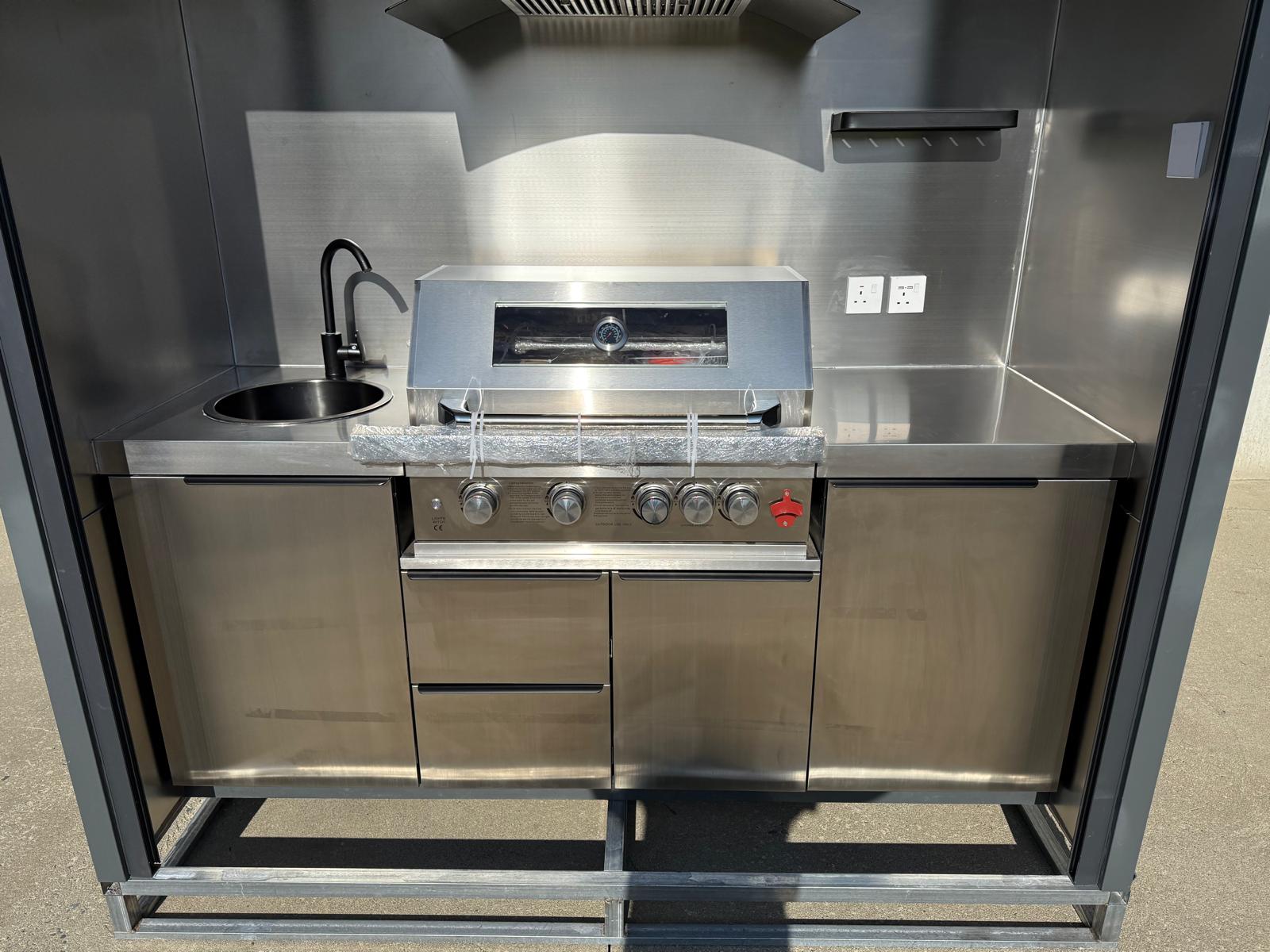 New 7ft Containerised Barbecue House with Electric Roller Shutter Door