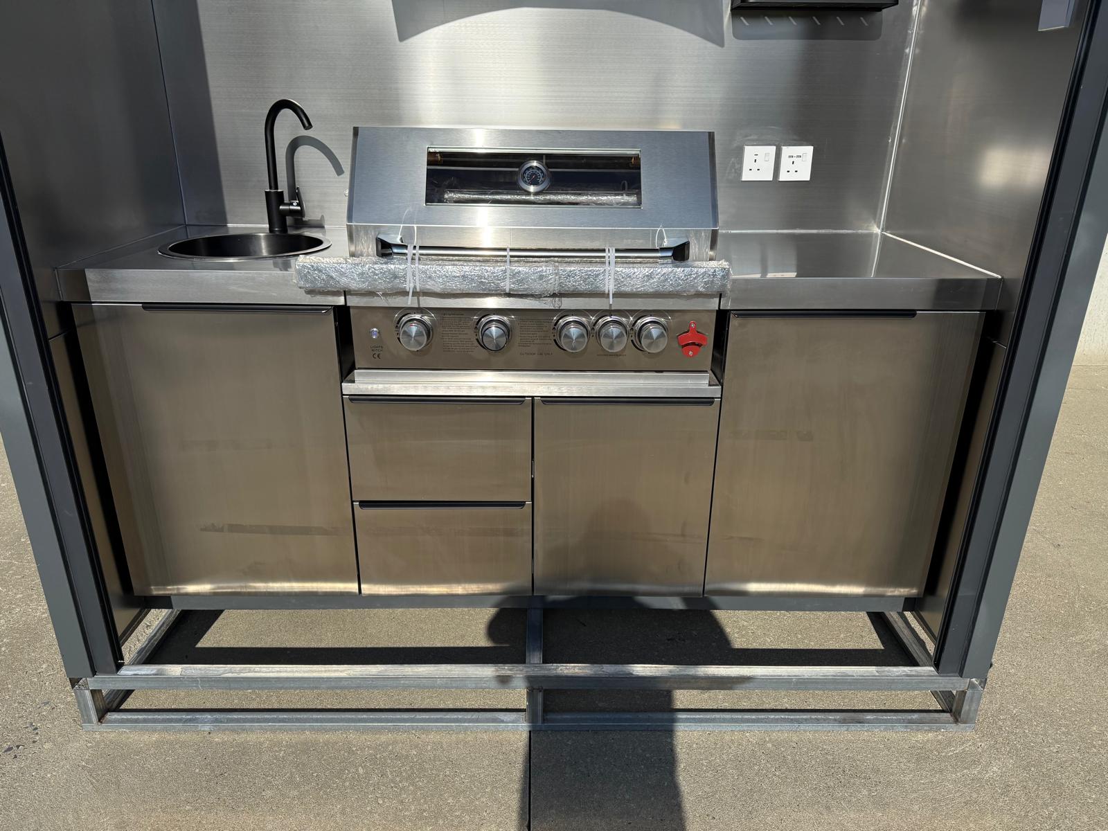 New 7ft Containerised Barbecue House with Electric Roller Shutter Door