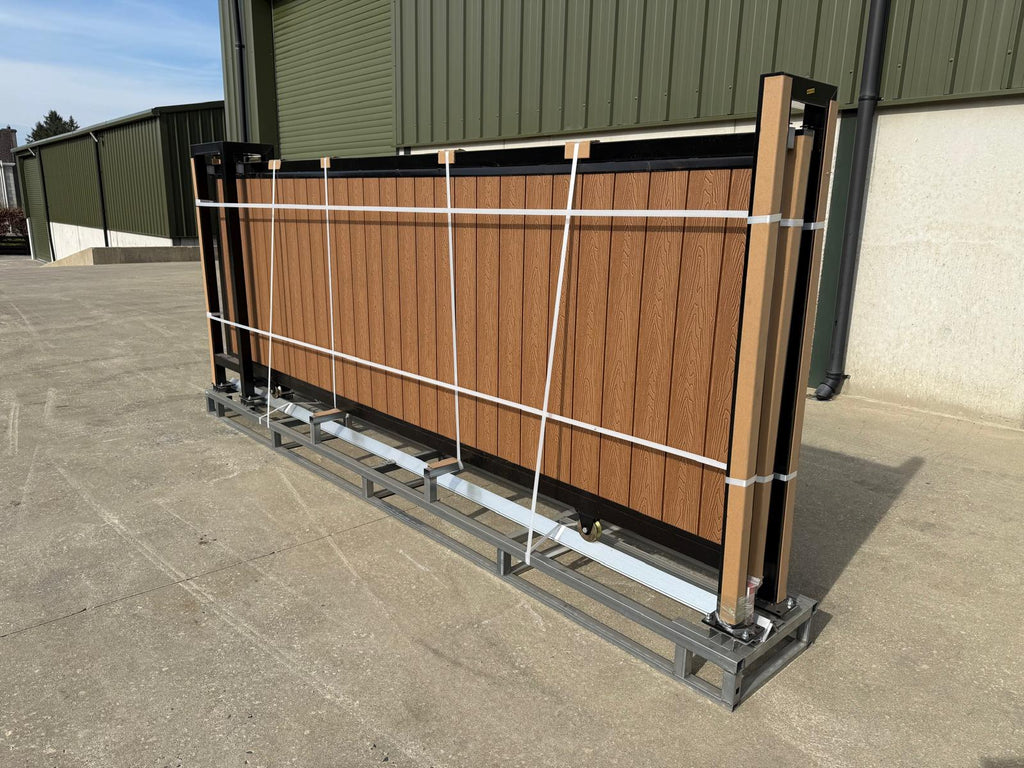 New 13ft PD13MS Electric Sliding Gate with Teak Composite Finish