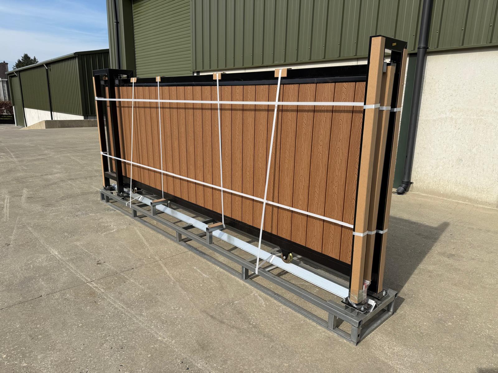 New 13ft PD13MS Electric Sliding Gate with Teak Composite Finish