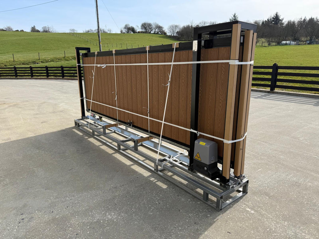 New 13ft PD13MS Electric Sliding Gate with Teak Composite Finish