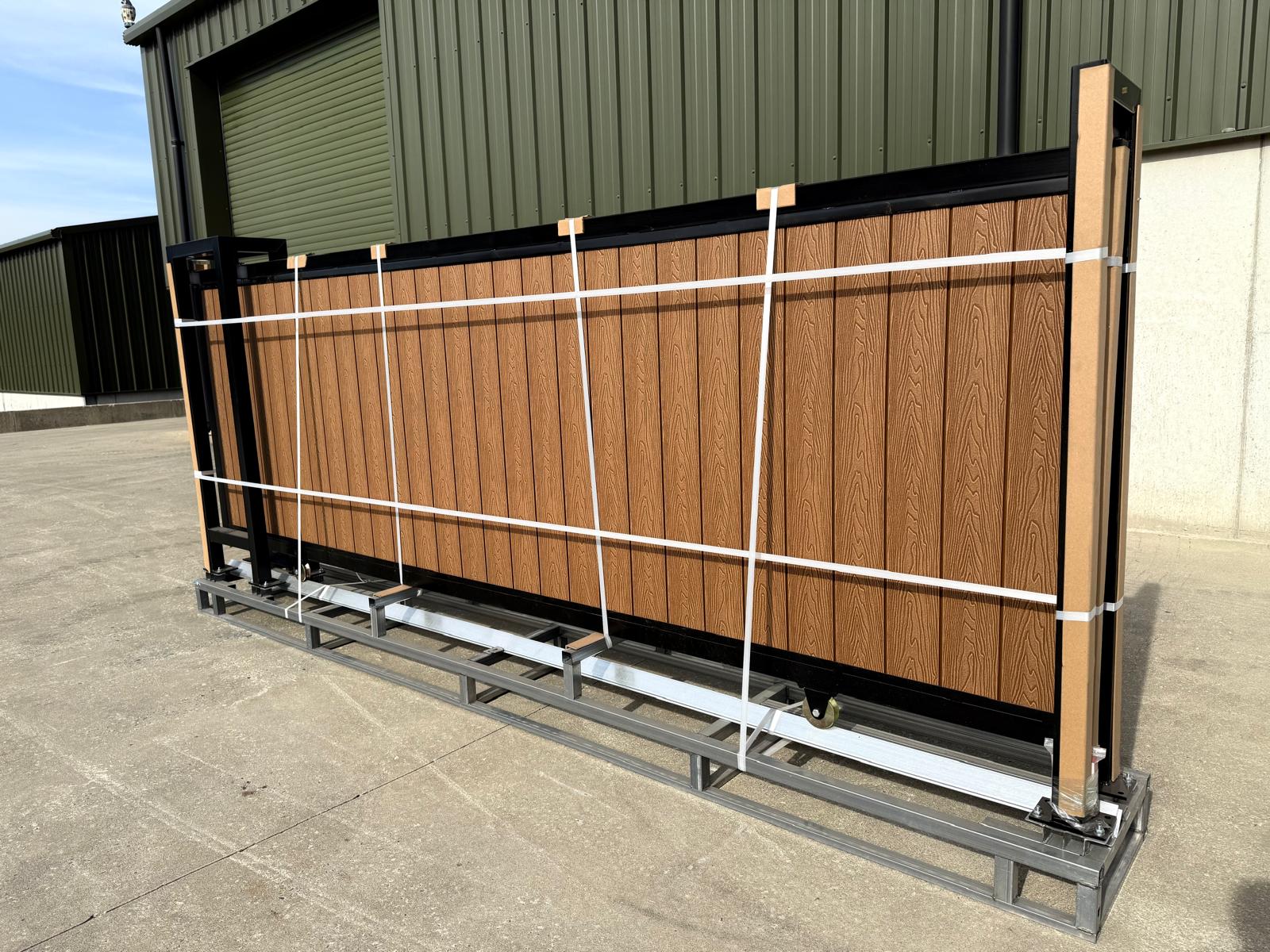 New 13ft PD13MS Electric Sliding Gate with Teak Composite Finish