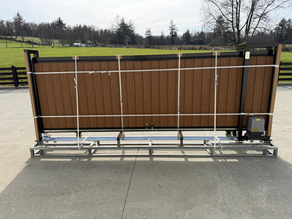 New 13ft PD13MS Electric Sliding Gate with Teak Composite Finish