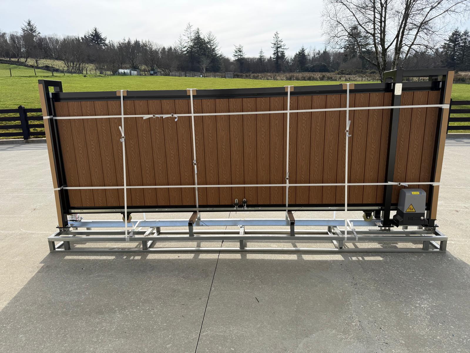 New 13ft PD13MS Electric Sliding Gate with Teak Composite Finish