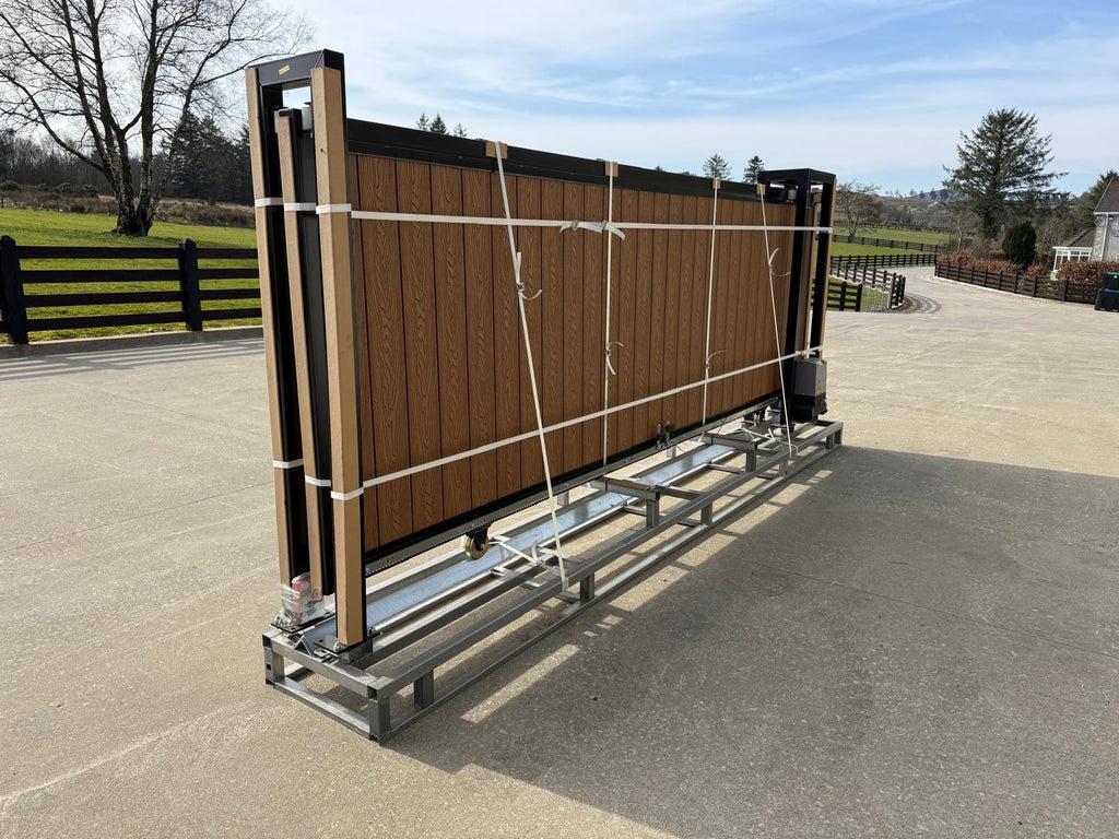 New 13ft PD13MS Electric Sliding Gate with Teak Composite Finish