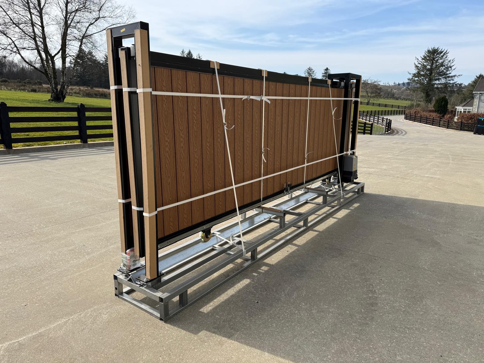 New 13ft PD13MS Electric Sliding Gate with Teak Composite Finish