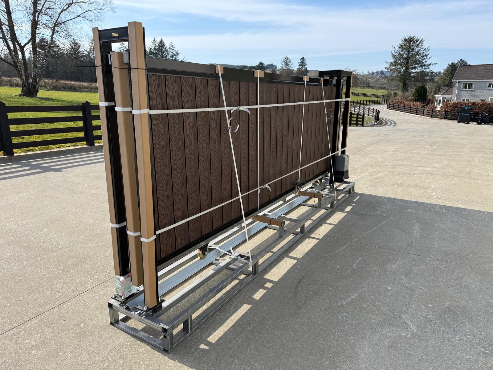 New 13ft PD13MS Electric Sliding Gate with Coffee Composite Finish