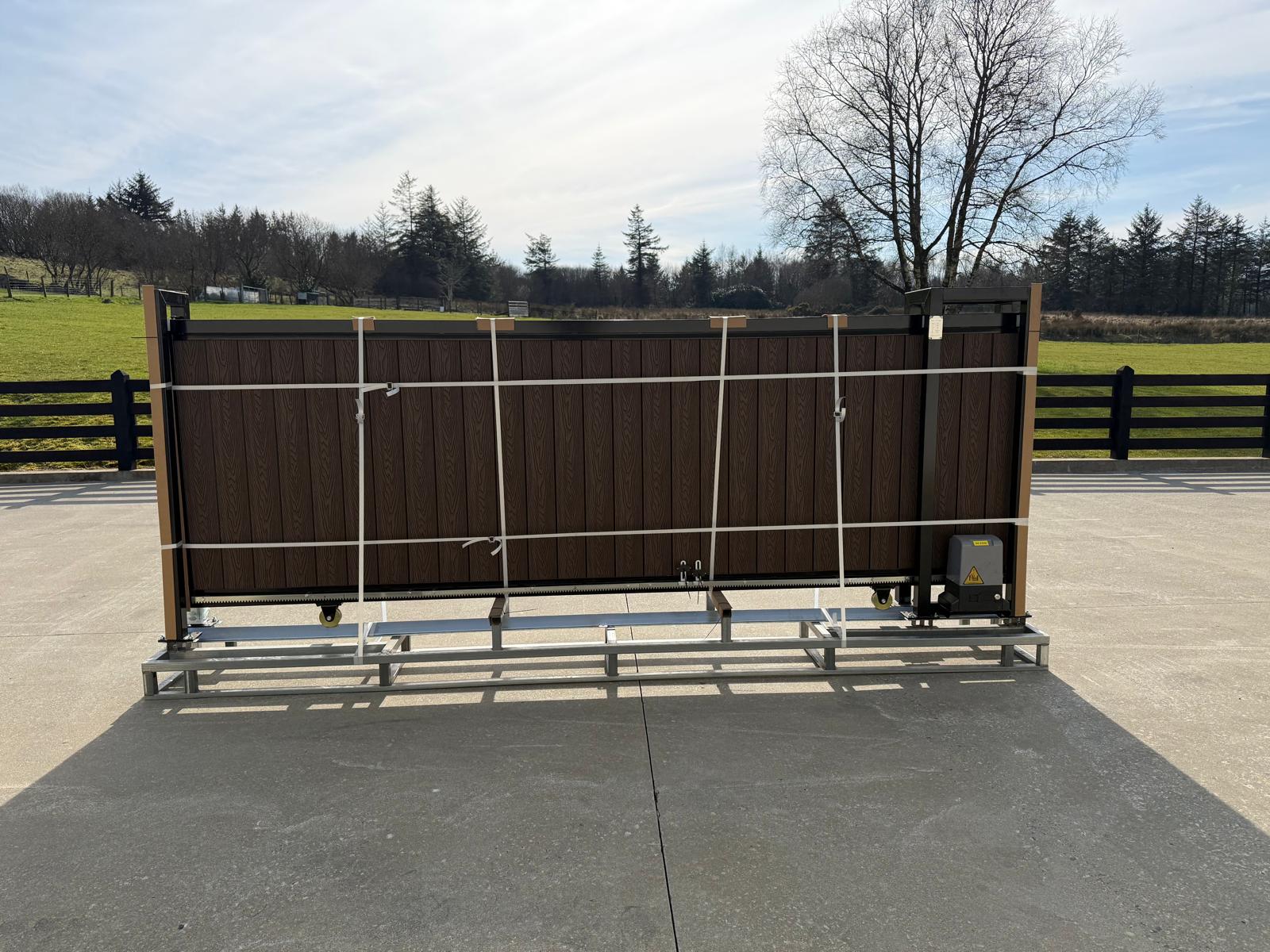 New 13ft PD13MS Electric Sliding Gate with Coffee Composite Finish