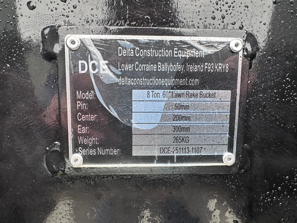 New DCE 60" Lawn Rake to suit 8 Ton Excavator