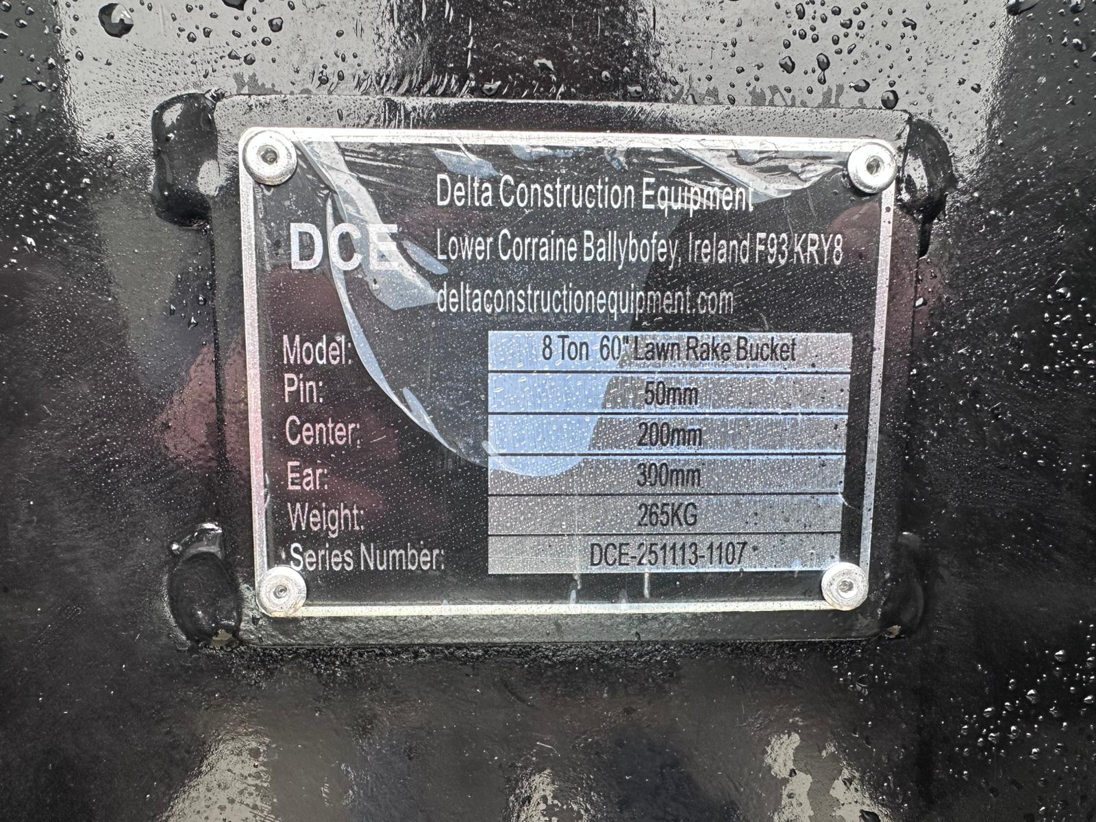 New DCE 60" Lawn Rake to suit 8 Ton Excavator