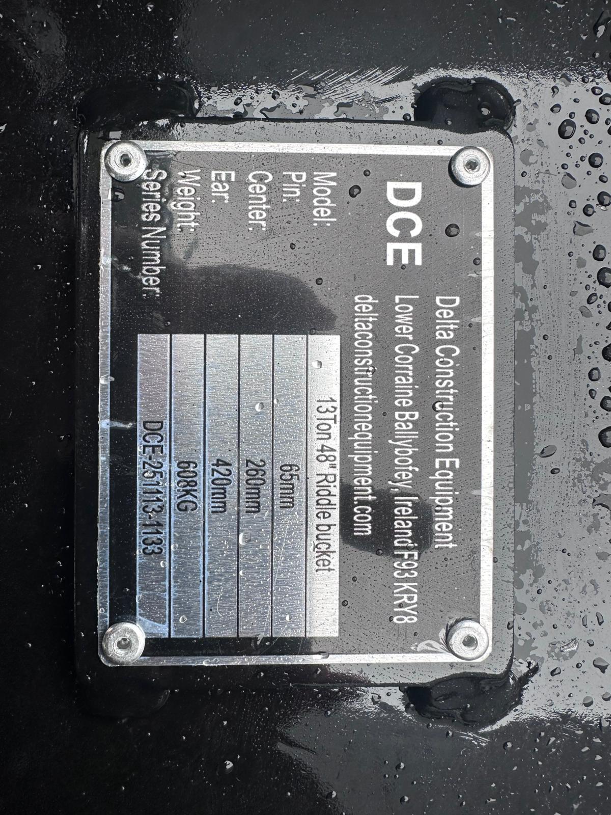 New DCE 48" Riddle Bucket to suit 13 Ton Excavator
